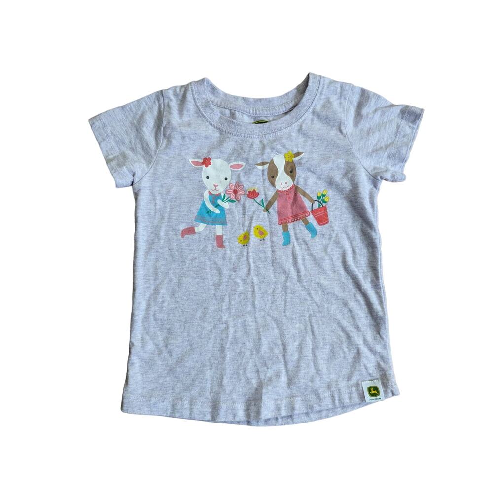 John Deere Toddler 3T Light Purple Garden Friends Farmer Flower T Shirt